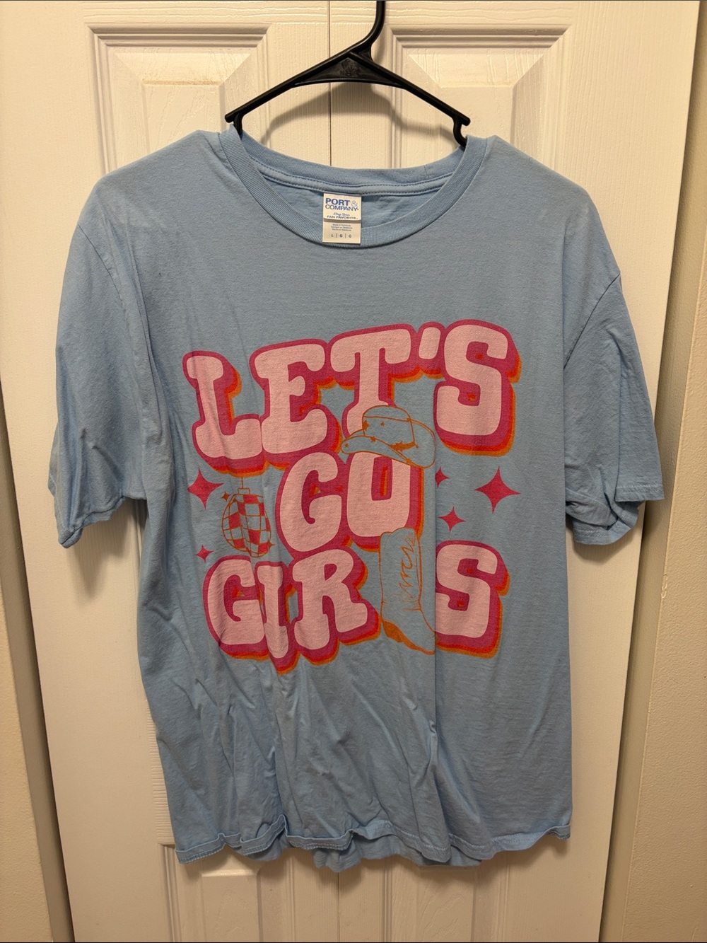 “Let's Go Girls" Light Blue Graphic Tee